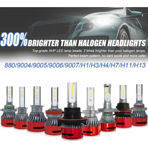 2pcs H1 H3 H4 H7 H8 H9 H11 9005 9006 880 881 LED Headlight Bulbs Hi/Lo Beam LED Headlights Conversion Kit for Car SUV Automobile