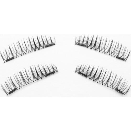 Double Magnetic Eyelashes No Glue Mink 4pcs/pairs 3D False Fake Eye Lashes Extension Full Strip Soft Hair Reusable Handmade C131
