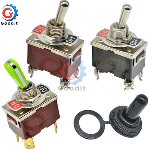 5pcs E-TEN(C)1221 Toggle Switchs 250V 16A Mini Toggle Switch 12mm Hole Silver/Copper Contact Rocker Arm Button Switch