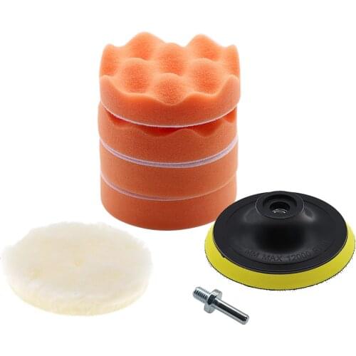 7pcs 3"/4" /5"/6"/7"Car Sponge Polishing Pad Set Polishing Buffer Waxing M10 Adapter Drill Kit for Auto Body Care Headlight Ass