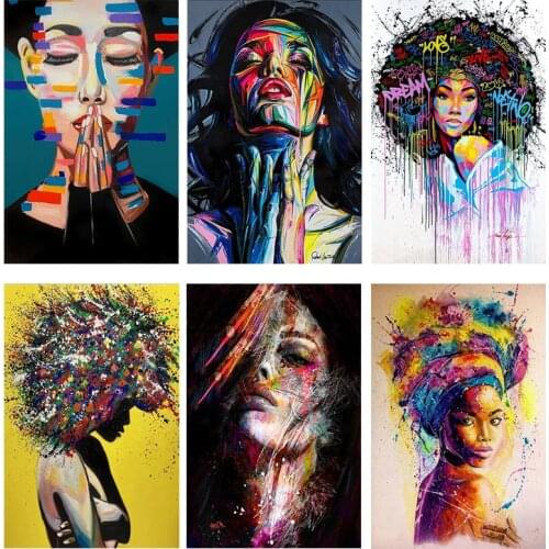African Graffiti Street Art Girl Wall Art Canvas Painting Poster and Prints Abstract Woman Portrait Wall Art Pictures Home Decor