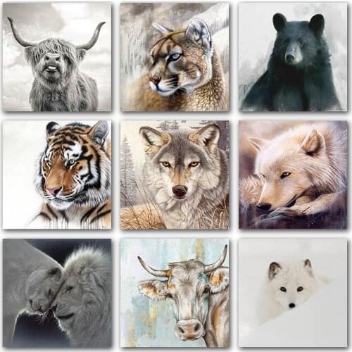 5D DIY Diamond Painting Paint Animals lion tiger Wolf Bear cow Full Square&Round Diamond mosaic Diamond embroidery Cross stitch