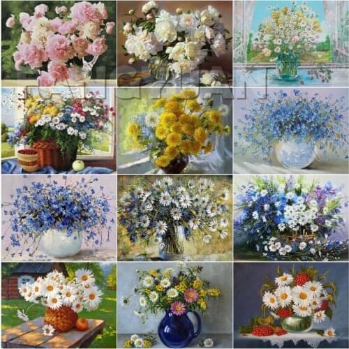 5D Diy Diamond Painting Flower Cross Stitch Kit Art Painting Rhinestone Mosaic Diamond Embroidery Home Decoration Wall Pictures