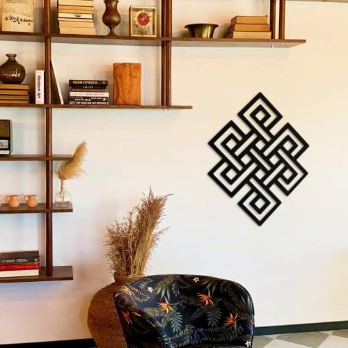 Endless Knot Metal Geometric Black Decor Wall Art Decorative Large Wall Decor for Bedroom Living Room Office Home Decoration