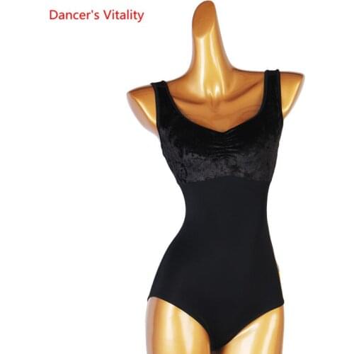 Latin Dance Body Suit Velvet Top Sleeveless Practice Clothes Profession Custom Child Adult Onesies Performance Clothing