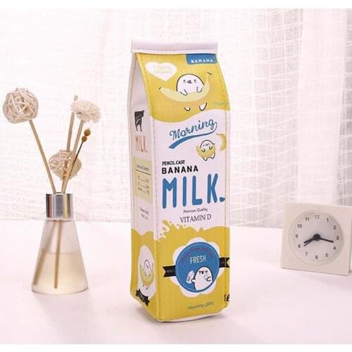 New Creative Simulation Of Milk Cartoon Pencil Case Cute PU Pen Bag Stationery Pouch for Student School Supplies