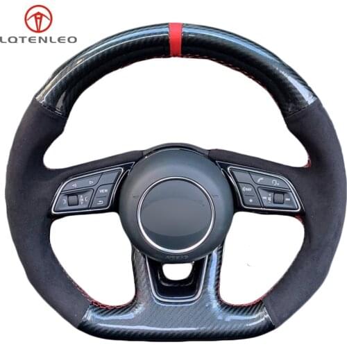 LQTENLEO Carbon Fiber Black Suede Car Steering Wheel Cover For Audi A1 SQ2 2018 2019 A3 2016-2019 S3 Q2 2016-2019 RS3 2017-2019