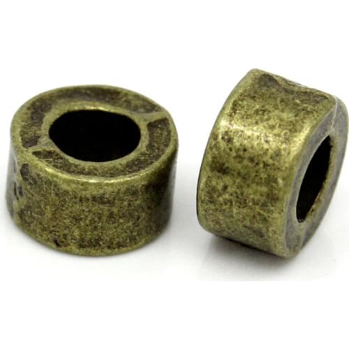 DoreenBeads Zinc metal alloy Spacer Beads Round Antique Bronze About 6.0mm( 2/8") x 3.0mm( 1/8"), Hole:Approx 2.8mm, 25 PCs