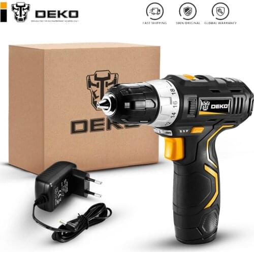 DEKO GCD12DU3 12V Household Power Tool Electric Screwdriver with LED Light 2 Speed Lithium Battery Cordless Drill Standard Set