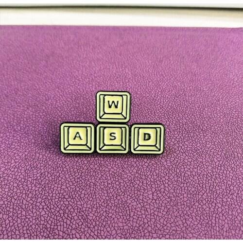 WASD Keyboard Enamel Pin Game Keys Tablets Brooches Gift Game Icon Denim Jeans Pin Badge Button Enamel Lapel Pins for Clothes