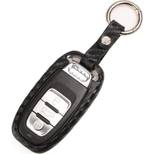Bilchave 3 Buttons Carbon Silicone Cover Protection Car Remote Key Case For Audi A4L A6L Q5 A5 754C / 754G Smart Key Holder