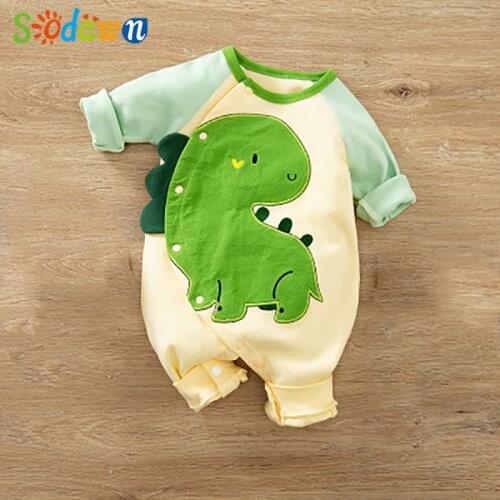 Sodawn Spring Autumn Boy Baby Girl Clothes Jumpsuit For Kids Long sleeve Dinosaur Pattern Romper For Newborns