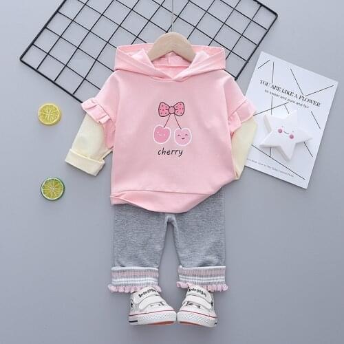 Autumn Toddler Baby Girl Clothing Sets Hooded Print Long Sleeve T-shirt+Pants 2PCS Kids Girls Outfits Suits Children Clothes