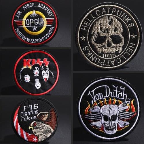 Plane skull Eagle embroidery round patch bag shoes hat coat punk DIY decoration badge clothing accessories ironing the clothes