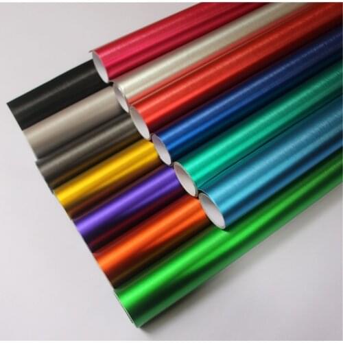 Brushed Metallic Vinyl Wrap Film Matte Brushed Chrome Car Wrapping Foil Sticker Sheet For Motor Computer Furniture Auto Graphic