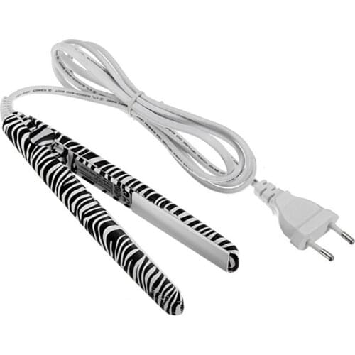 Mini Portable Electric Hair Flat Iron Wand Hairstyling Travel Ceramic Zebra Straightener Styling Tool Straighter Fringe Curling