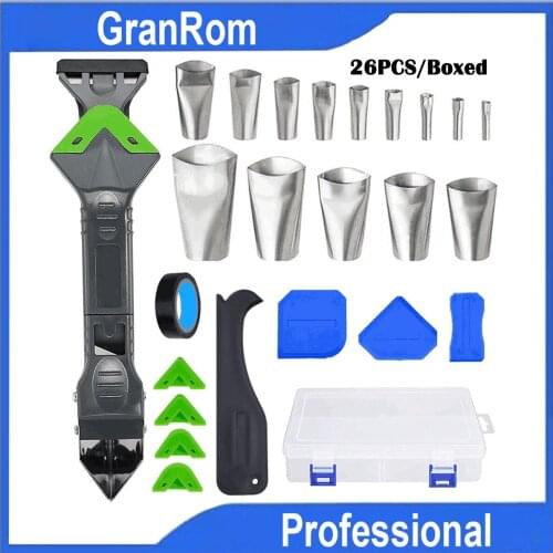 Multi-Function Sealant Tool Kit Corner Scraper 5-In-1 Caulk Finishing Tool with Stainless Steel Head 26pcs Set