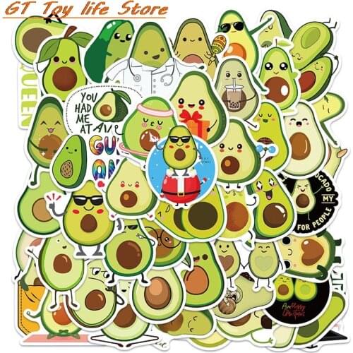 50PCS Kawaii Cartoon Avocado Stickers For Children DIY Guitar Stationery Water Bottle Notebook Cute Girl Classic Toy Sticker