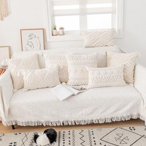 Tassels Cushion Cover 45x45cm/30x50 Beige White Pillow Covers Decorative Pillow Case Square Home Boho Decor Macrame Pillowcase