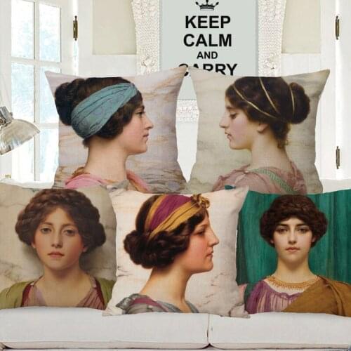 Hand Painting Lady Girls Woman Portraits Cushion Covers Home Decorative Sofa Throw Pillow Case