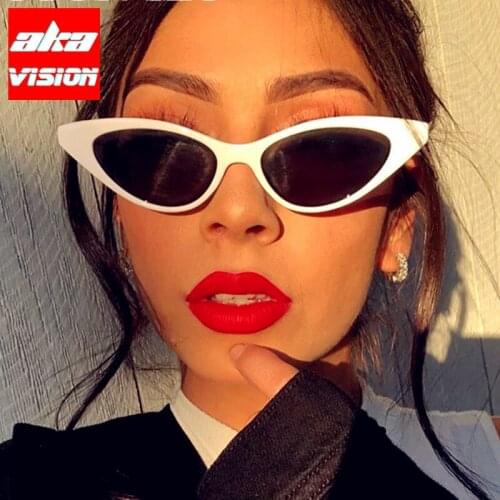 AKA VISION Retro Cateye Eyewear Woman Small Sunglasses Shade for Women Retro Triangular Glasses Cateye Gafas De Sol Hombre UV400
