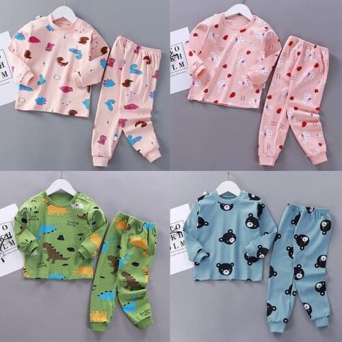 Children Pajamas Baby Clothing Set Kids Cartoon Sleepwear Autumn Cotton Nightwear Boys Girls Animal Pyjamas Pijamas Set Dropship