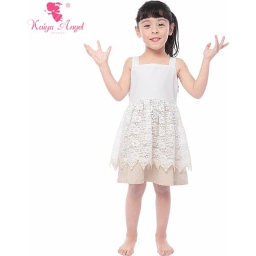Kaiya Angel 2019 New Baby Girl Dress Summer White Sleeveless Princess Dress Children Clothes Vest Lace 5pcs/lot Wholesale