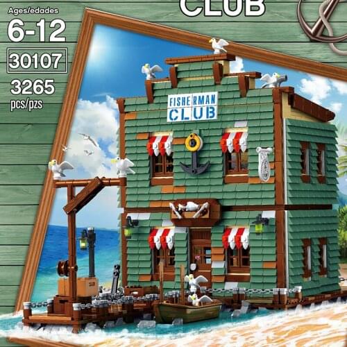 Urge Fishermans Hut 30107 Fisherman Club Modular Building Blocks Architecture Street View Series Kids Toys Brick Boy Gift