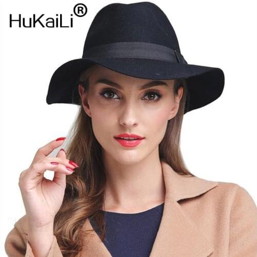 Wool, hat black bowknot ribbon decoration jazz caps hats for men and women fedoras Panama