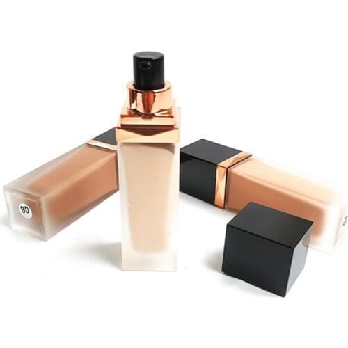 Glass Square Bottle Liquid Foundation Private Label Moisturizing Concealer Brightening Complexion Multifunctional 22 Colors