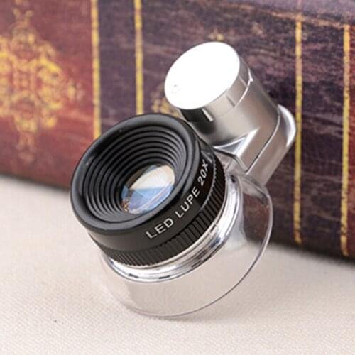 20X Adjustable Zoom Pocket LED Illuminated School Cloth Fabrics Detecting Magnifier Magnifying Glass Loupe with 6pcs Lamps