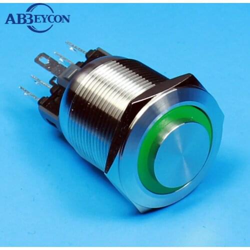 2225Z 22mm stainless steel IP67 waterproof pushbutton latching high flush led illuminated 12V switch