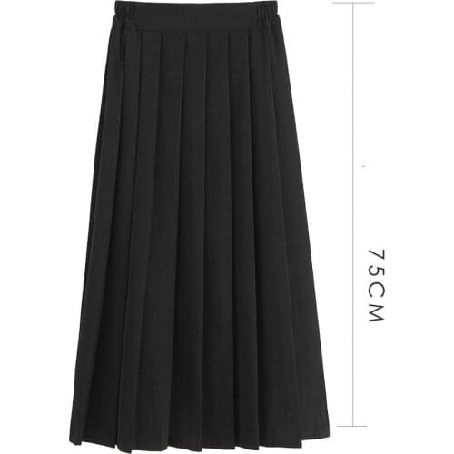 75cm Women Summer JK High School Uniform Skirt Students Girls Japan Preppy Style Long Pleated Skirt