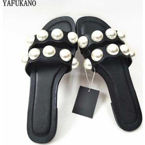 Summer Pearl Women Slides 2020 Flat Casual Slippers Open Toe Outdoor Beach Sandals