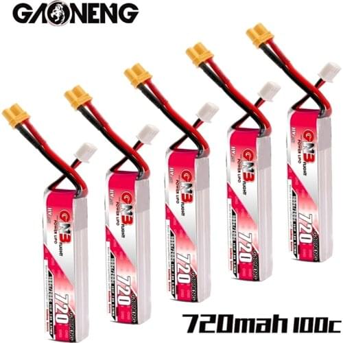 1/2/3/4/5Pcs GAONENG GNB 2S HV Lipo Battery 720mAh 7.6V 100C/200C XT30U-F Plug for RC FPV Whoop Frame Kit Tinywhoop Racing Drone