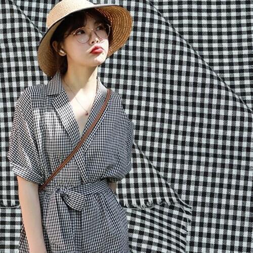 150cmx50cm Polyester cotton twill check cloth yarn dyed plaid fabric for curtain clothes bags garment JK Pleated skirt uniform