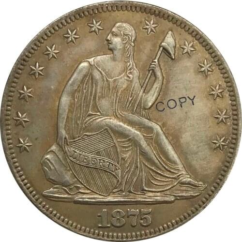 1875 United States Half Dollar Cupronickel Plated Silver Copy Coin