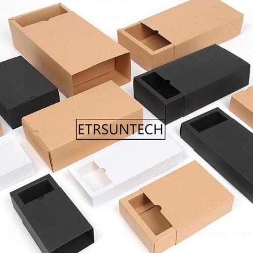 200pcs Drawer Paper Box Gift Jewelry Bow Tie Bakery Cookies Tea Packaging Kraft Paper Boxes Case 14*7*3cm