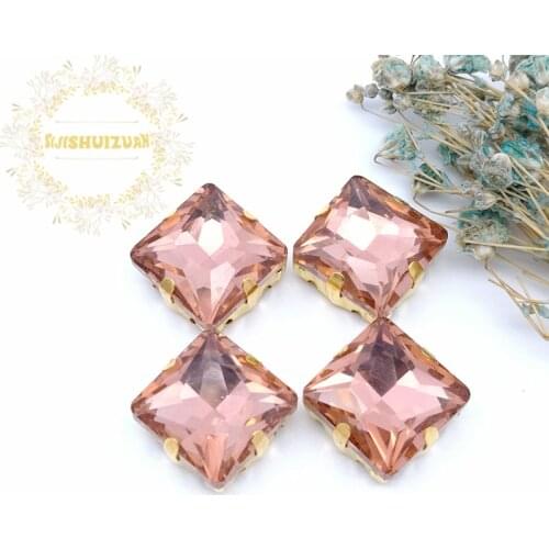 Classic style Water red Glass Crystal sew on rhinestones with gold claw Diy wedding dress accessories free shipping