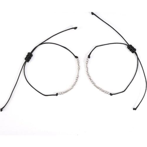 ANGELADY 2Pcs/set I Love You Friendship Morse Code Dainty Beaded Bracelet with Secret Message for Women Men Lover Jewelry Gifts