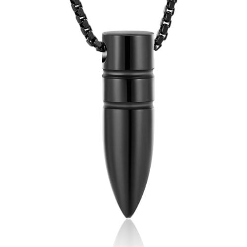 IJD9891 Stainless Steel Cremation Ashes Cinderella Bullet Jewelry Pendant Urns Mens Commemorative Memorial Necklace