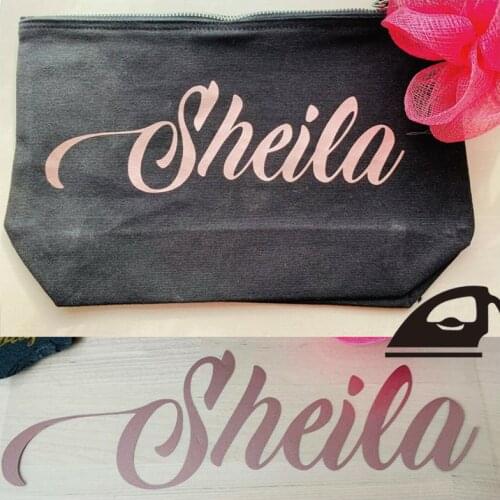 Personalised Name Text Iron On Heat Transfer Patches Hen Do Party Bride Premium DIY Custom Vinyl for Women Tote Bag T-Shirts