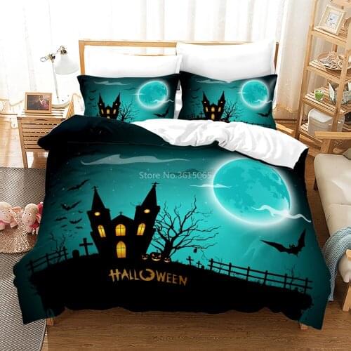 Popular Halloween Pumpkin Lamp Printed Duvet Cover Set Pillowcases Cartoon 3d Bedding Set Bedclothes Twin Full Queen King Size