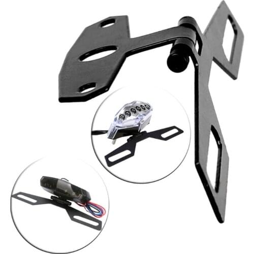 Motorcycle License Plate Bracket Taillight Fixed Folding Number Plate Frame Hold H8WE