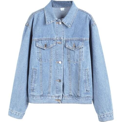 G1489 new spring autumn 2020 womens fashion loose joker single-breasted Denim jacket cheap wholesale
