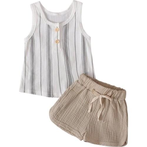 Summer Boys Girls Set Sleeveless Cotton Vest + Shorts 2pcs Children Clothes