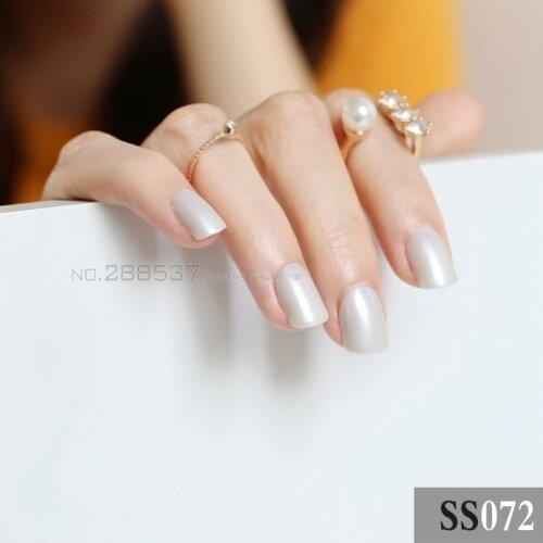 Fashion 24pcs false nails pearl white colour candy short paragraph round square head comfortable multicolor all wrapped SS072