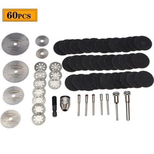 60pcs HSS Mini Circular Saw Blade Set Resin Cut-Off Wheels Diamond Cutting Discs Rotary Tool Accessories for Dremel Wood Plastic