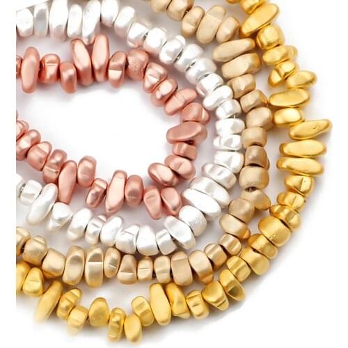 YHBZRET 15'' Matte Gold silvers Natural Stone Hematite irregular grave Loose Spacer beads for Jewelry making beaded bracelet DIY