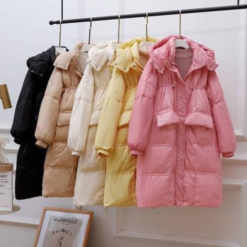 New Winter Women Thickness Warm Long Down Parkas Stand Collar 90% White Duck Down Coat Vintage Hooded Detachable Outwears
